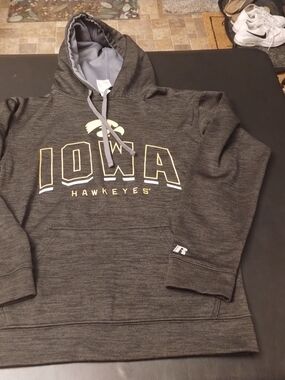 Russ Iowa Hawkeyes Dark Gray and Gold Hooded Sweatshirt